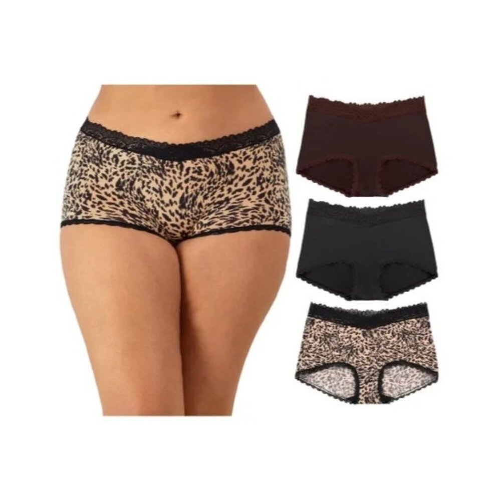 Maidenform Small 3 Pack Everyday Luxe Animal Print Boyshort Panties NEW